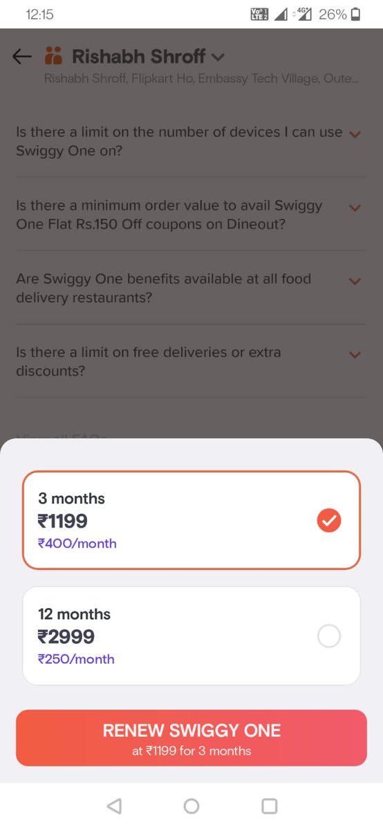 rishabh_shroff's tweet photo. @SwiggyCares @Swiggy @SwiggyInstamart you guys are cheating loyal customers (4 times of market rate)with higher fee on Swiggyone and charging way lower to new customers.

Find the screenshot guys and pls be careful before buying Swiggyone membership https://t.co/gDiBm3WAWz