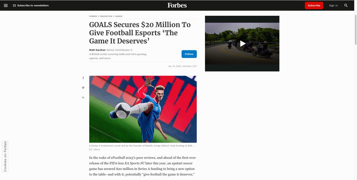 Exciting to see Football is Everywhere our friends at <a href="/playGOALS/">GOALS</a> receive a $20 million investment to build the football game the world deserves led by Seven Seven Six 7️⃣7️⃣6️⃣ &amp; <a href="/alexisohanian/">Alexis Ohanian 🗽</a>