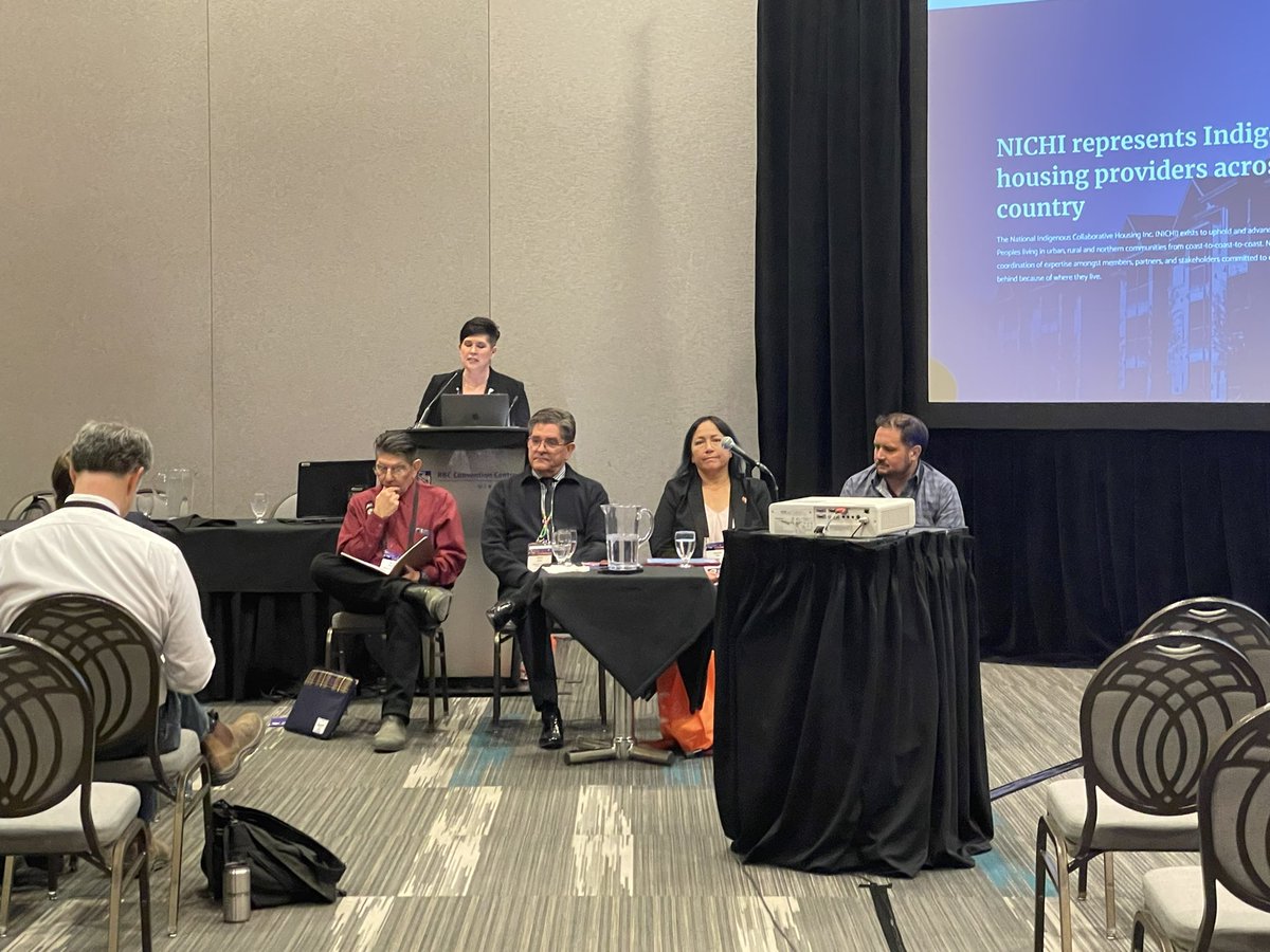 Our CEO Justin Marchand is part of one of #CHRACongress’s afternoon sessions discussing the creation and journey of the newly-formed @NICHI_housing along with David Seymour, Robert Byers, and Margaret Pfoh. #NICHIhousing #FIBI #forindigenousbyindigenous