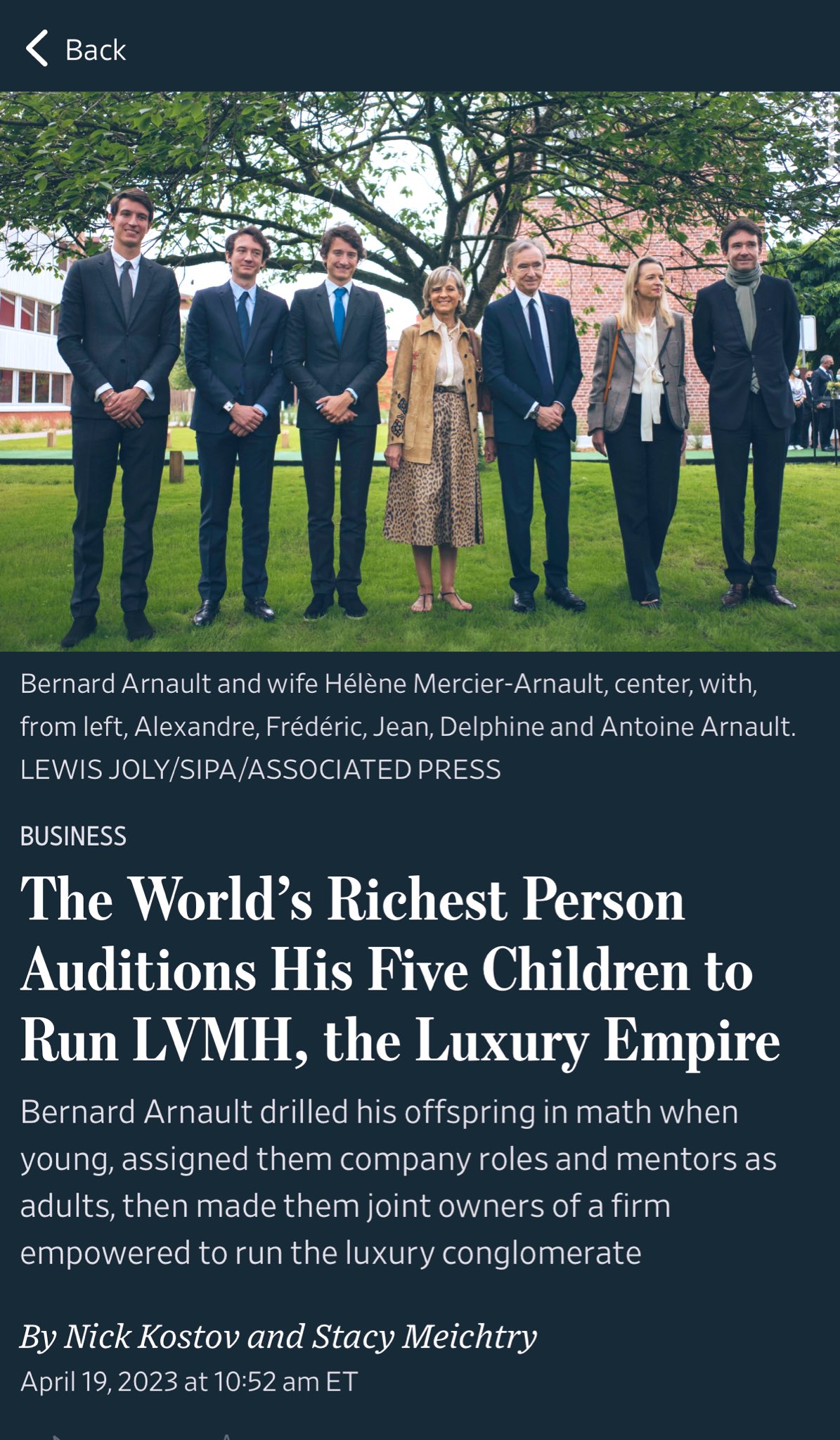 The World's Richest Person Auditions His Five Children to Run LVMH, the  Luxury Empire