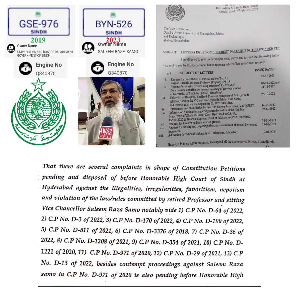 KashifMangi's tweet photo. #Justice4QUEST 

Deducting group insurance from salaries of employees &amp; teachers then not depositing it for 3 years is just one of severe misconducts of Saleem Raza Samo.

@SindhGovt1 is requested to start an inquiry against Ex-VC QUEST Nawabshah. 

@AzraPechuho
@CMSindh https://t.co/Knbd5MTUCW