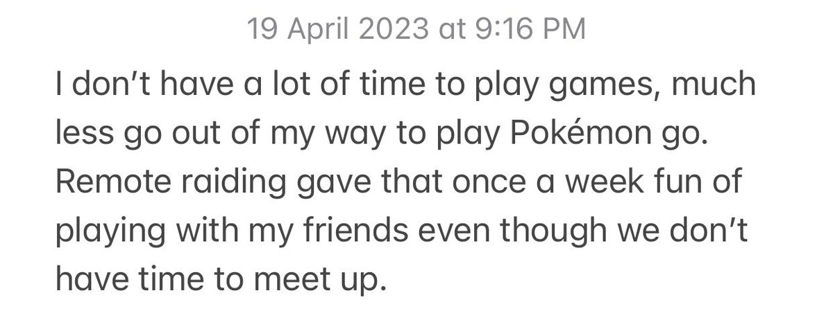 PoGo_Raiding's tweet photo. « I don’t have a lot of time to play games, much less go out of my way to play Pokémon go. » - Go Raiding survey participant. 

Leave your testimonials on https://t.co/TqE3VGCuAq survey.

#GoRaiding #HearUsNiantic #HearUsNiantic2 https://t.co/jeJeR07GpK