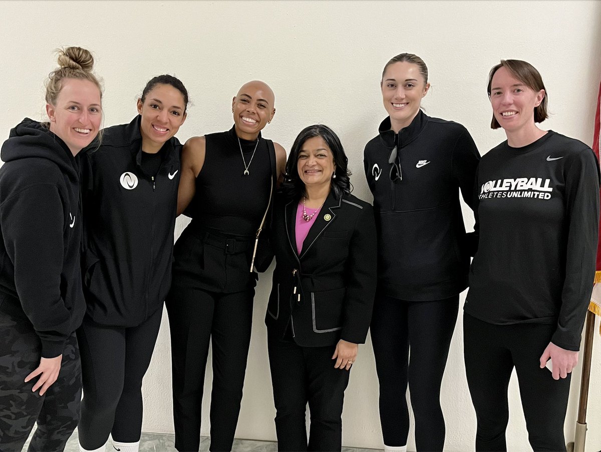 Rep. Pramila Jayapal (@repjayapal) on Twitter photo I had the pleasure of meeting with volleyball players from <a href="/AUProSports/">Athletes Unlimited</a> today! It was so great to meet with such dedicated advocates for progressive transgender and non-binary inclusion policies! I had the pleasure of meeting with volleyball players from <a href="/AUProSports/">Athletes Unlimited</a> today! It was so great to meet with such dedicated advocates for progressive transgender and non-binary inclusion policies!