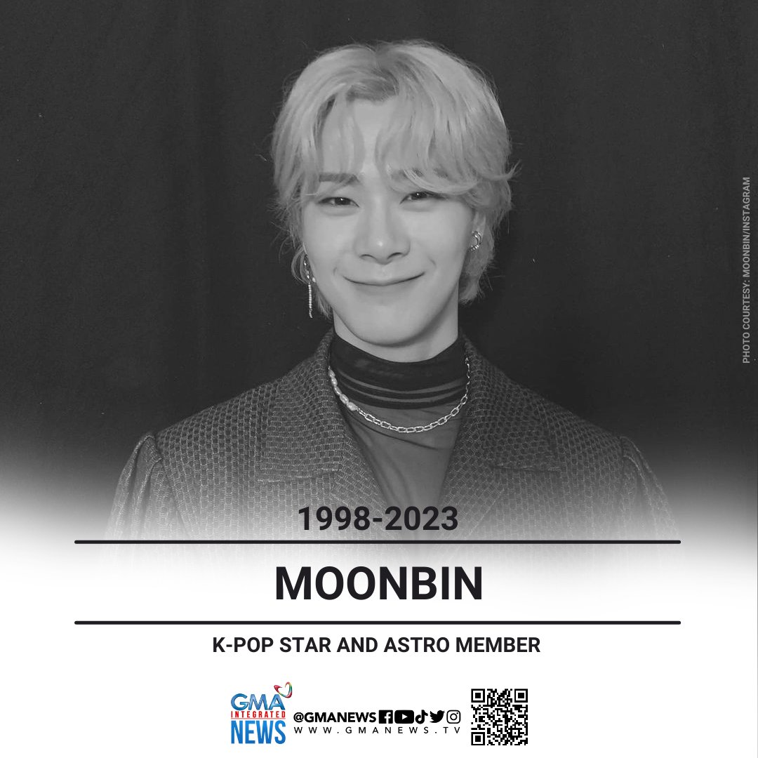 gmanews's tweet photo. RIP Moonbin  🙏

K-pop star and ASTRO member Moonbin has passed away, his agency Fantagio Entertainment announced on Thursday.  

He was 25.  

READ: https://t.co/Kl5wo8ZE0a https://t.co/FtlJBMamLW