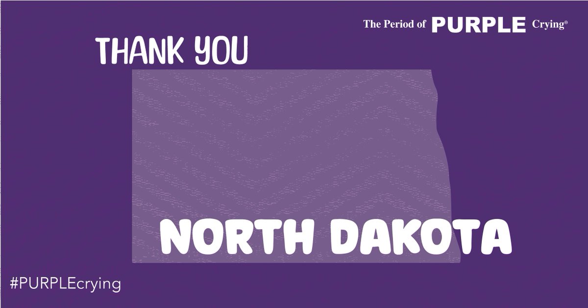 NCSBS's tweet photo. Today is #NationalNorthDakotaDay, which means it's the perfect day to recognize Prevent Child Abuse North Dakota as one of our partners! Thank you for implementing the Period of #PURPLECrying program and helping to prevent #shakenbabysyndrome in your communities. https://t.co/hOs3zuLL01