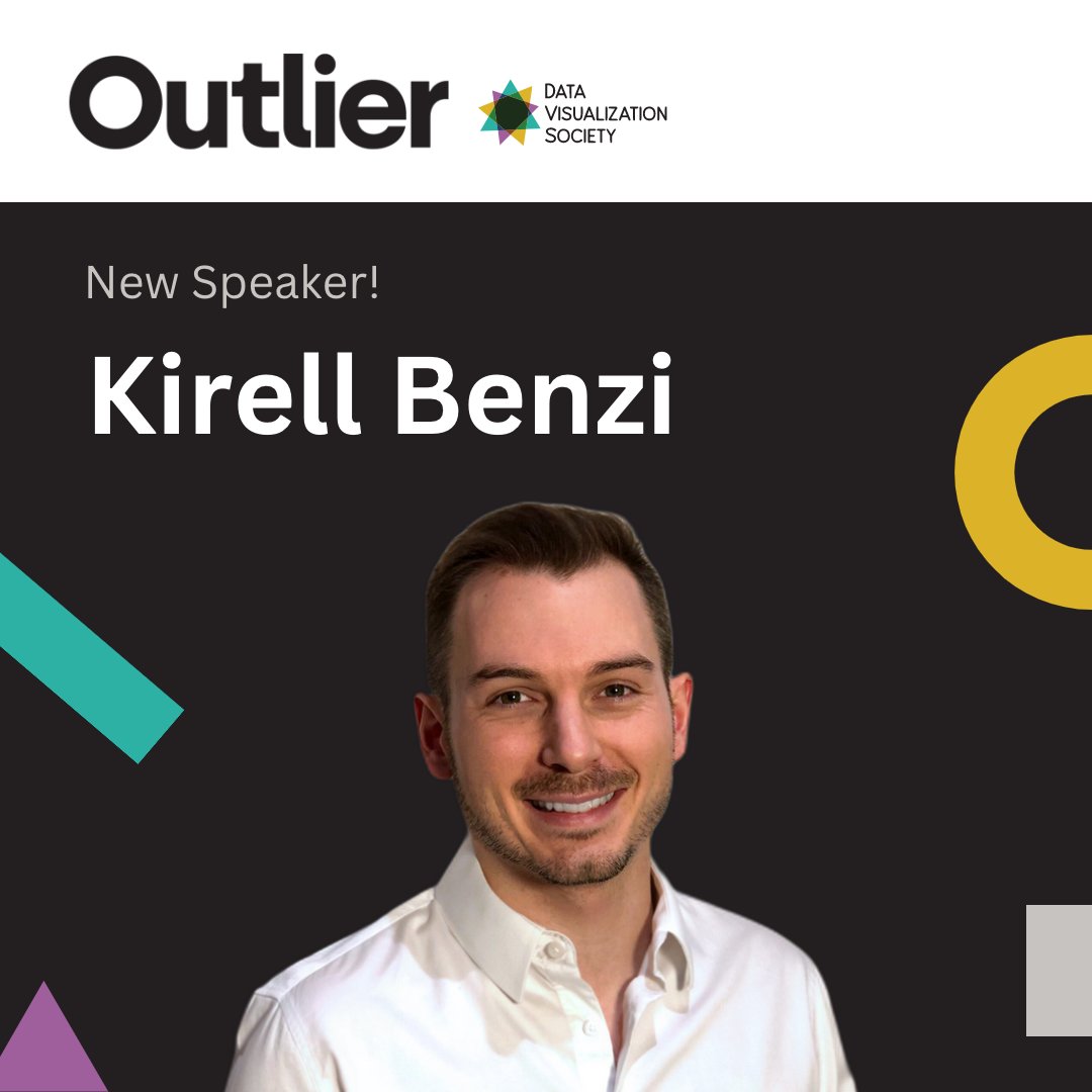 Meet our speaker: @kirellbenzi with a talk about Data Art and Innovation   

"Building complex experiences without coding”  

Grab your tickets: outlierconf.com ($50 off standard tickets for dues-paying DVS members)  

#Outlier2023 #dataviz