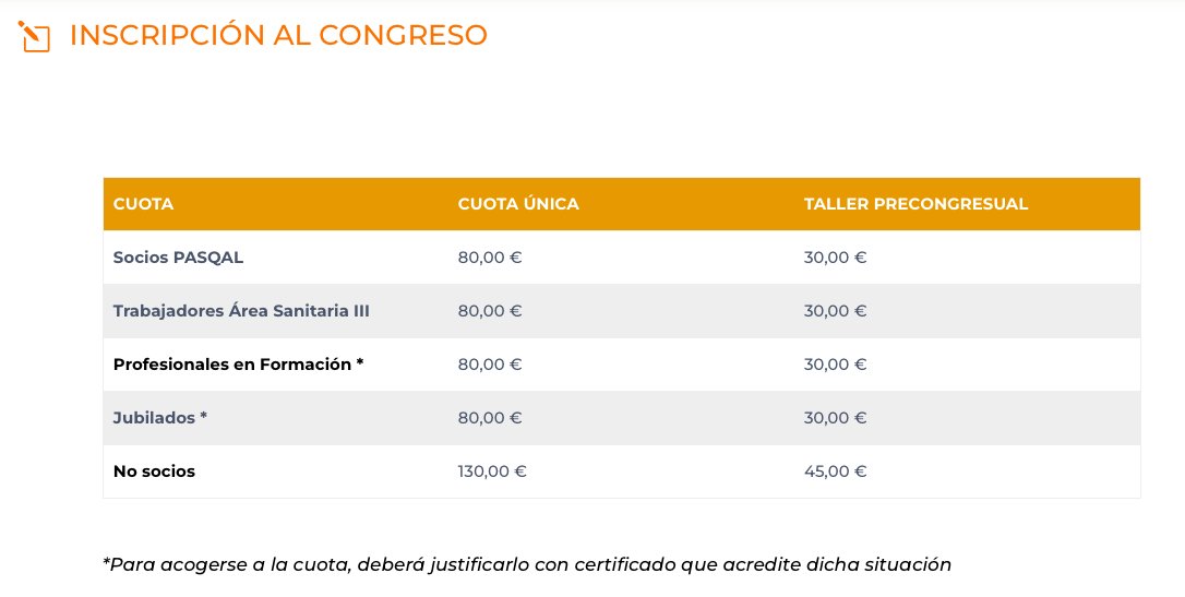 PasQal (@pasqalasturias) on Twitter photo #congresopasqal2023 ¿Qué cuesta inscribirse?... precios lowcost, ponentes de primer nivel!!! Inscribiros ya!!!!
#HUSA #as3 #asturias #calidadasistencial #experienciadelpaciente <a href="/CalidadAsistenc/">SECA ~ Sociedad Española de Calidad Asistencial</a> <a href="/cojamalovi/">Cova</a> <a href="/eullaneza/">Eugenia Llaneza</a> <a href="/DadaCero/">TaniaCerO/💙/#LaOtraVida091 se ha ido a bluesky 🦋</a> <a href="/anamarsu/">Ana S Guerra / ❤️</a> <a href="/NataliaNatsharu/">Natalia Izquierdo</a>
pasqal.org/xxiii-congreso… #congresopasqal2023 ¿Qué cuesta inscribirse?... precios lowcost, ponentes de primer nivel!!! Inscribiros ya!!!!
#HUSA #as3 #asturias #calidadasistencial #experienciadelpaciente <a href="/CalidadAsistenc/">SECA ~ Sociedad Española de Calidad Asistencial</a> <a href="/cojamalovi/">Cova</a> <a href="/eullaneza/">Eugenia Llaneza</a> <a href="/DadaCero/">TaniaCerO/💙/#LaOtraVida091 se ha ido a bluesky 🦋</a> <a href="/anamarsu/">Ana S Guerra / ❤️</a> <a href="/NataliaNatsharu/">Natalia Izquierdo</a>
pasqal.org/xxiii-congreso…