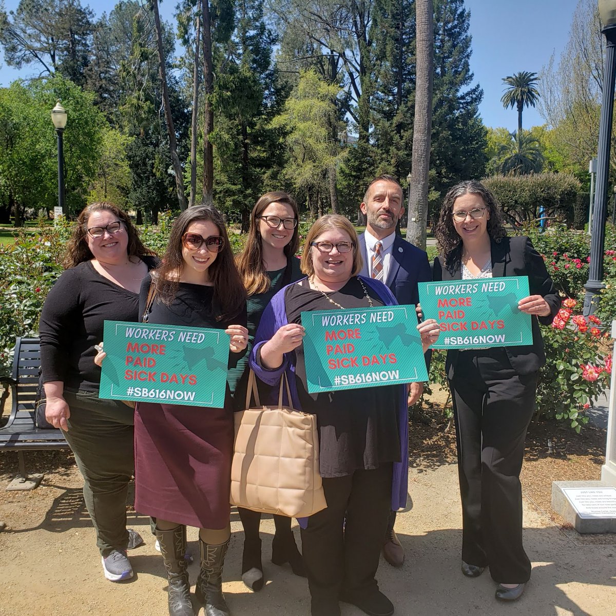 We are advocating for #SB616NOW! Workers shouldn’t be forced to choose between coming to work sick and risking their families livelihood. 

Californians need more Paid Sick and Safe Days NOW! Take Action: workfamilyca.org/paidsickdaysnow