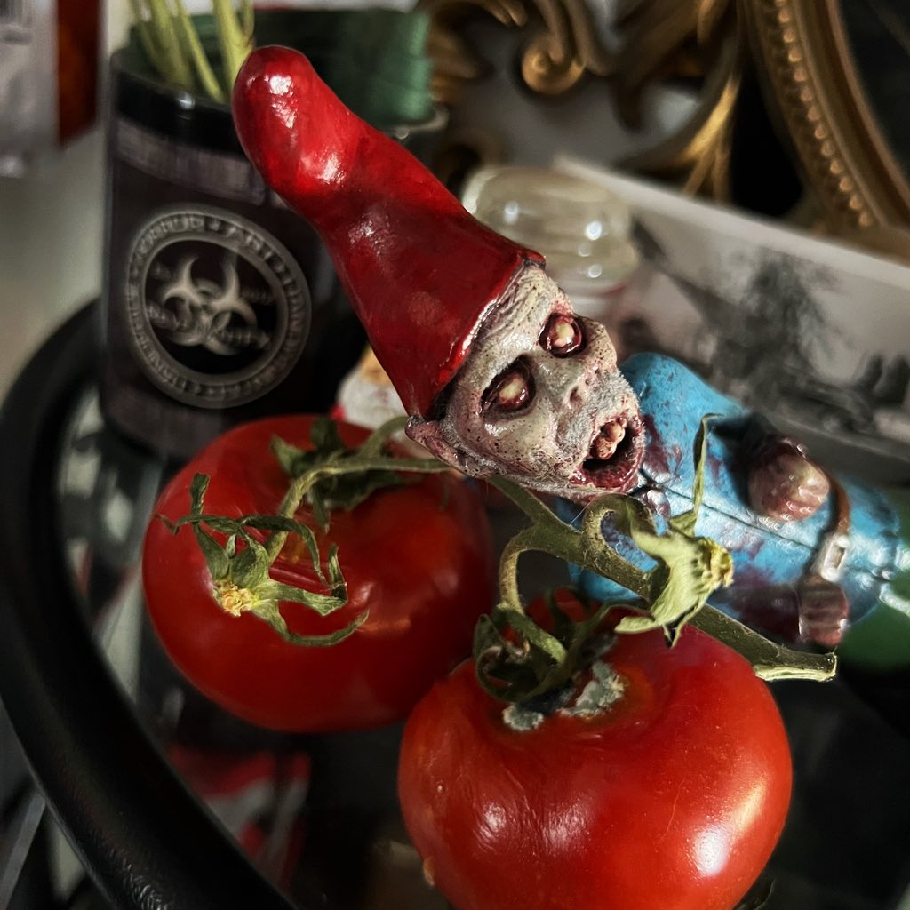 RevenantFX's tweet photo. 🧟‍♂️🍅Felt Cute Might Decompose Later😜🧟‍♂️

#Zombie #Gnome #ZombieGnome #Ghoul #Zombiegardengnome #Zombiegnomes #Zombieart #Rottentomatoes #RevenantFX https://t.co/yQo7JJRckd