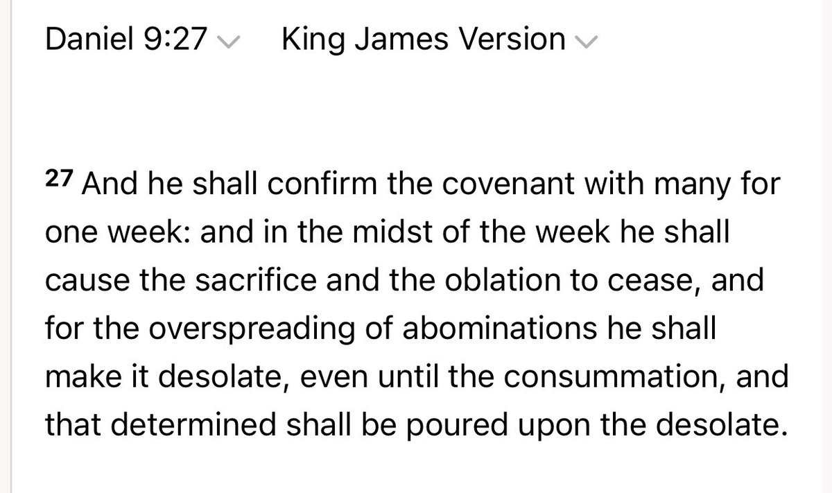 GarretLebois's tweet image. @elonmusk ~The 7 ‘year’ Covenant gets made &amp;amp; is broken in the middle, when the Abomination of Desolation is placed in the center of worship. And this is the sign for all believers to flee because the Great(est) Tribulation ever foisted upon Humanity &amp;amp; the Earth is about to occur