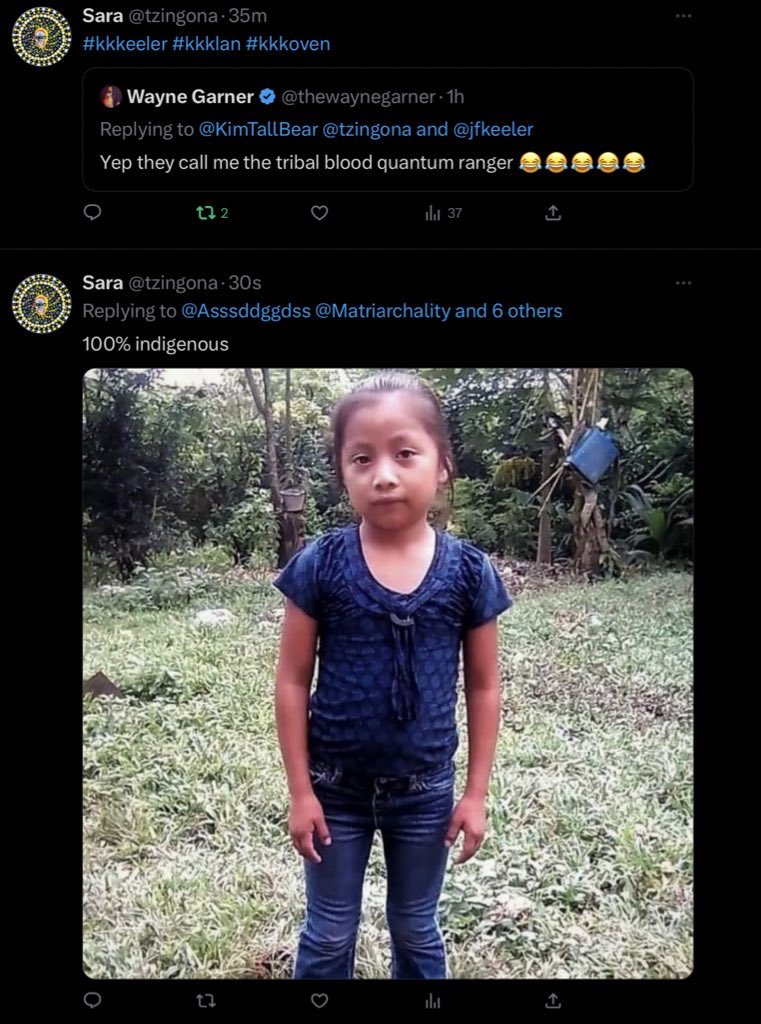Matriarchality's tweet photo. @davidshorter @KimTallBear #bloodquantumrangers #kkklan #kkkeeler #genocidesquad #kkkimtallbear #kkkornsilk #nativeamericangenocide https://t.co/JbIouhbgET