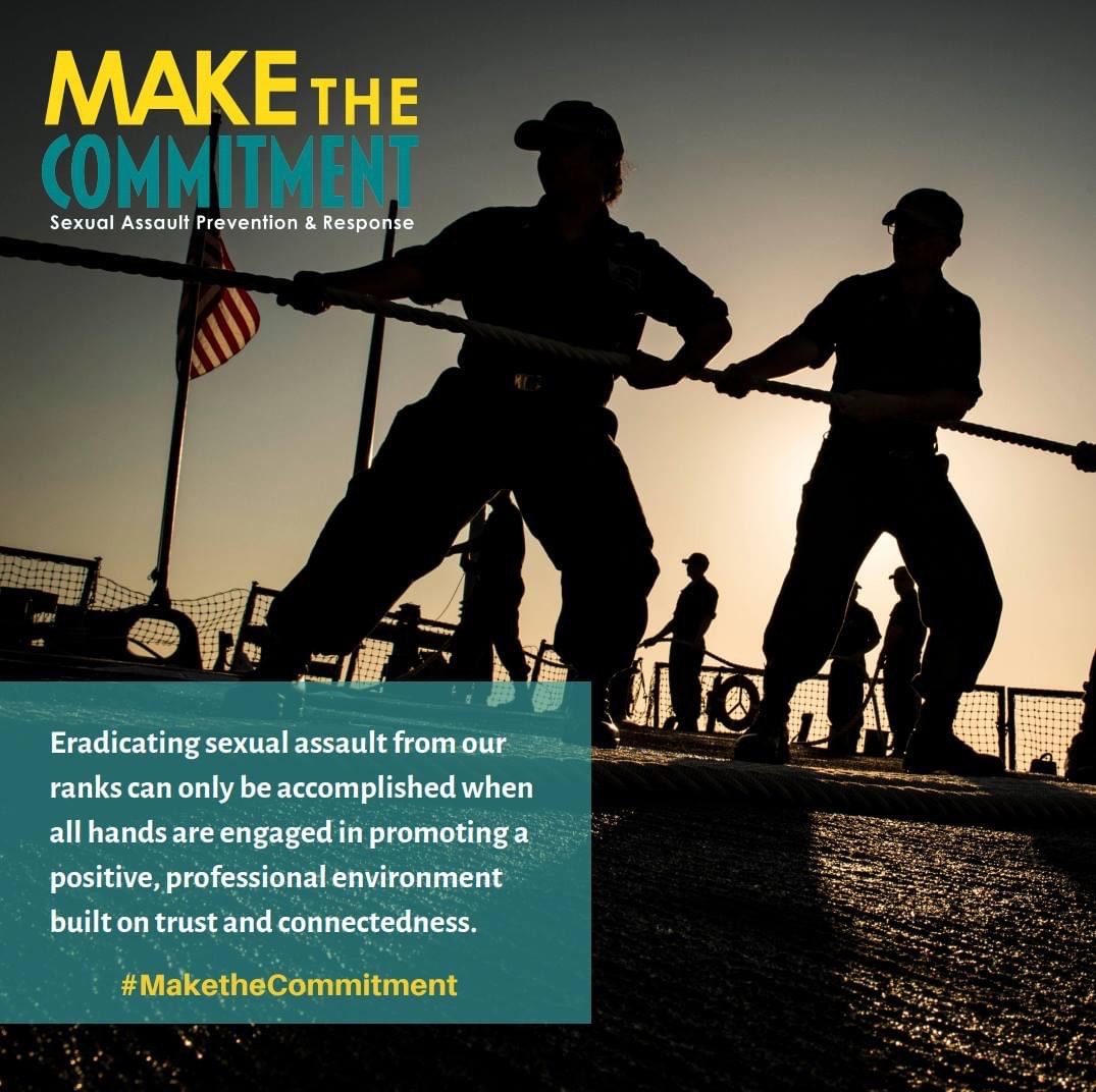 navy_reserve's tweet photo. April is Sexual Assault Awareness and Prevention Month. We are all accountable for maintaining the standard of professionalism, dignity, and respect every single day. #MakeTheCommitment #SAAPM #RespectProtectEmpower #StayReady https://t.co/oGptW7sUS2