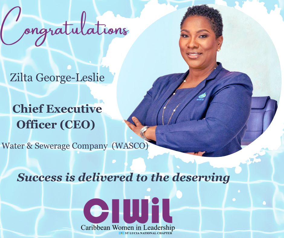 Congratulations to Zilta George Leslie on her appointment as Chief Executive Officer (CEO) of the Saint Lucia Water & Sewerage Company (WASCO) @WASCOslu 
.
.
#WASCOStLucia #wasco #womeninleadership #womanceo #stlucia #womeninstem