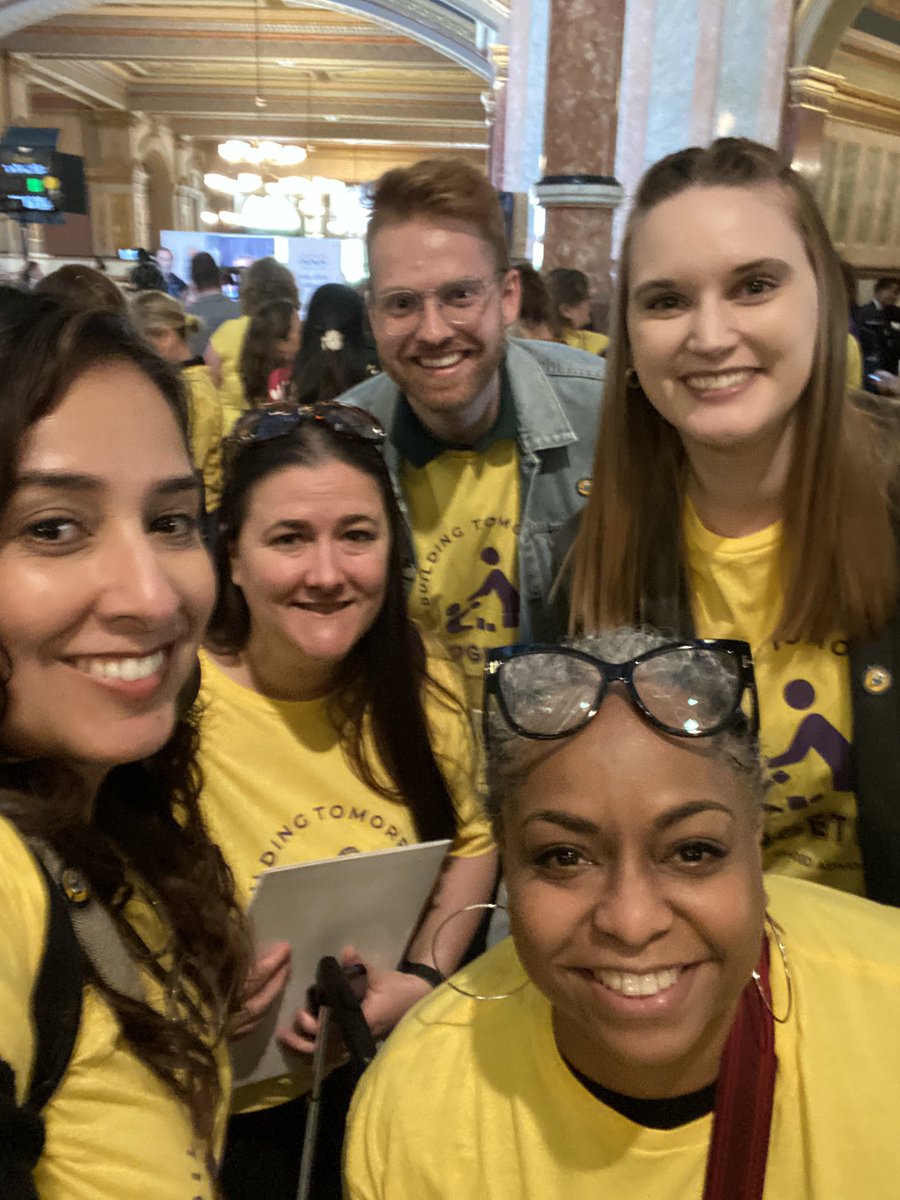 EriksonPolicy's tweet photo. The @EriksonInst Policy + Leadership Team is wrapping up two days at the Illinois State Capitol for #EarlyChildhood Advocacy Day. Hearing the stories from parents, providers and supporters on the urgent need for affordable #childcare and #payequity. #SmartStartNow #RighttoCareIL https://t.co/FAGXI3KkOc