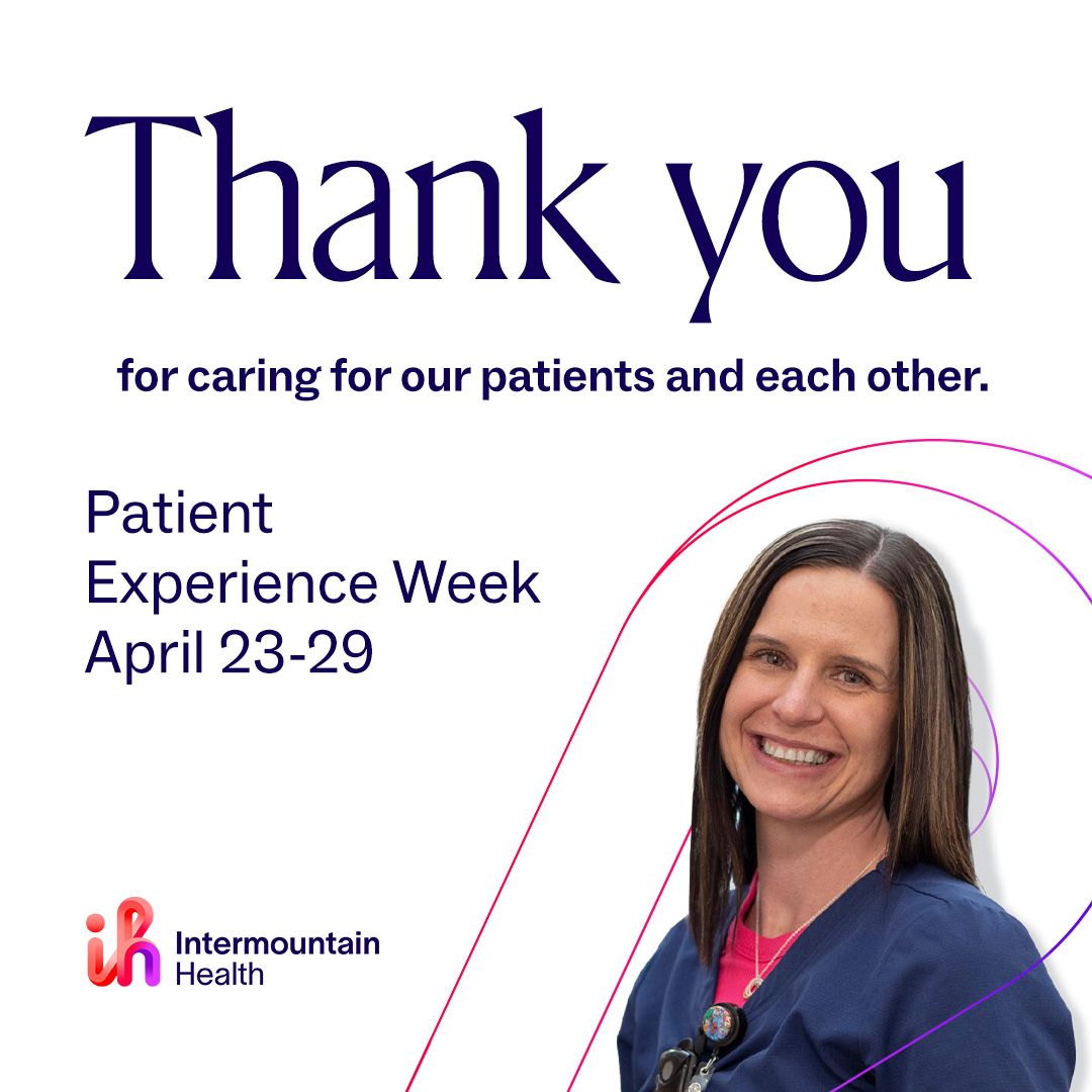 Intermountain caregivers make a difference with each interaction. We celebrate you this week for helping patients feel safe, respected, and heard. Thank you for improving people’s lives by delivering care with compassion. Happy #PatientExperienceWeek!