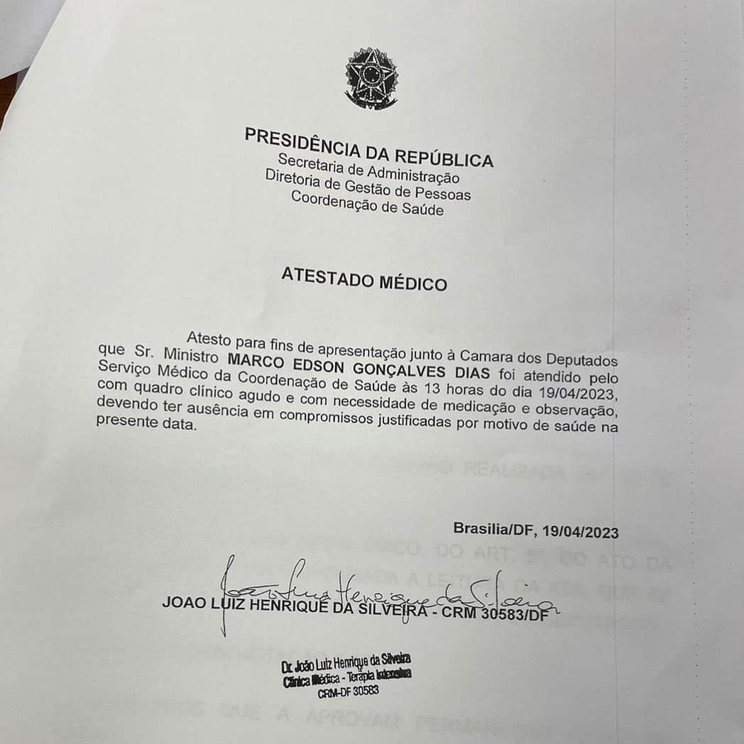 EternamenteMito's tweet photo. 👇👇👉😳😬🫢😲😮...Atestado do Ministro do G.S.I pra não comparecer...porque a bosta já se esfarelou toda... https://t.co/nF96fDfoPa