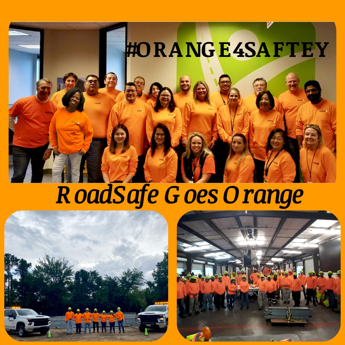 RoadSafeUS's tweet photo. RoadSafe wore orange in honor of go orange day, did you accept the challenge? #GoOrangechallenge #Orange4Safety #NWZAW2023 #BeRoadSafe #WorkWithUs https://t.co/yNg5tUWyIS