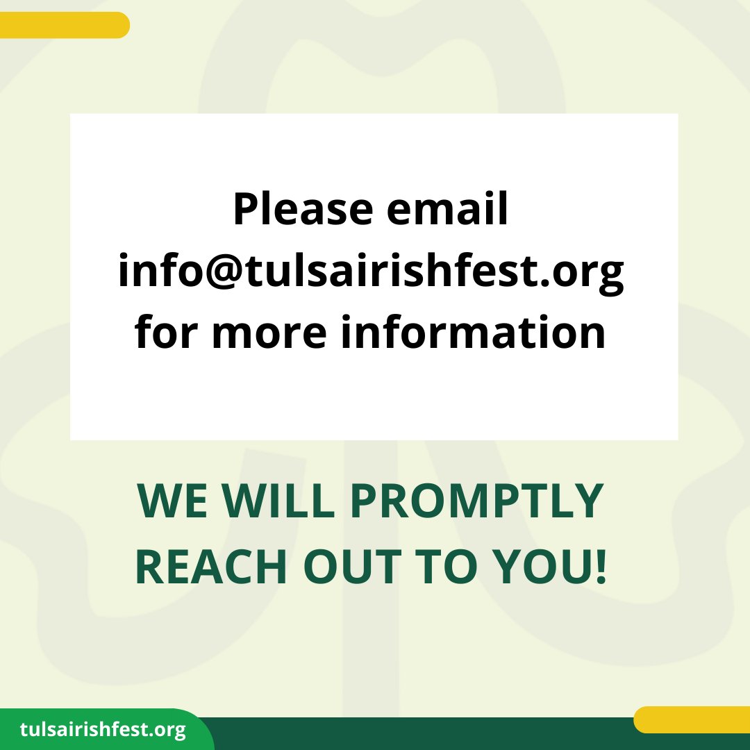 Great news! 📣Tulsa IrishFest is now accepting sponsorships for the 2024 festival. Help us make next year's event the best Irish Festival in the world! Check out these benefits! 👀 $100K-$1K. Please email info@tulsairishfest.org for more information and we will respond promptly🍀
