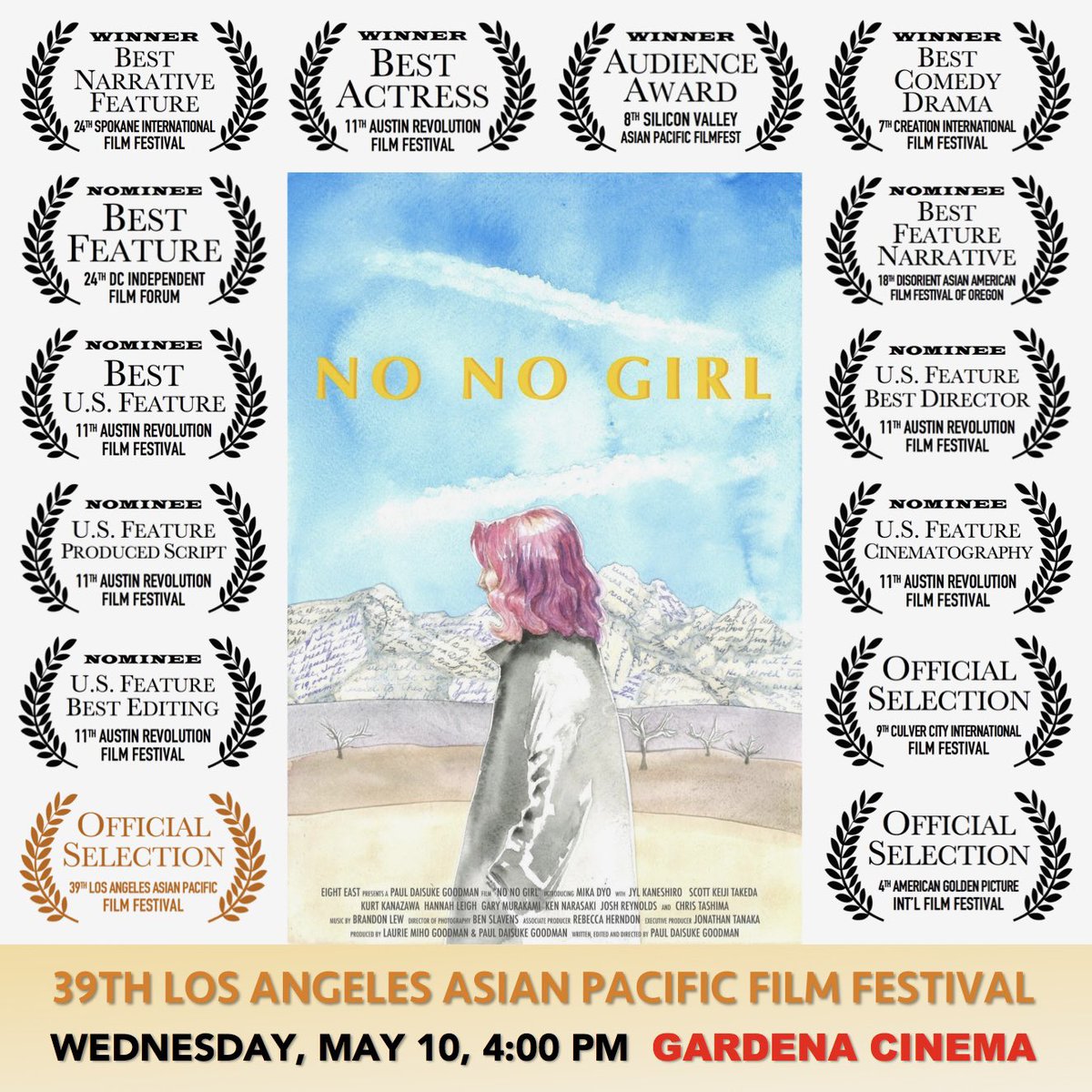 christashima's tweet photo. Hope to see you at the 39th @VCFilmFestival #LosAngelesAsianPacificFilmFestival for award-winning #NoNoGirl (starring me)‼️ 📽️🔜 In 3 weeks—Wed. May 10, 4pm, @GardenaCinema❗️ Get tix early: 
🔗https://t.co/U2D2knyQzY #LAAPFF2023 #indiefilm #AAPI #filmfestival #APAHM #GardenaCA https://t.co/LinBUNZ4Ko