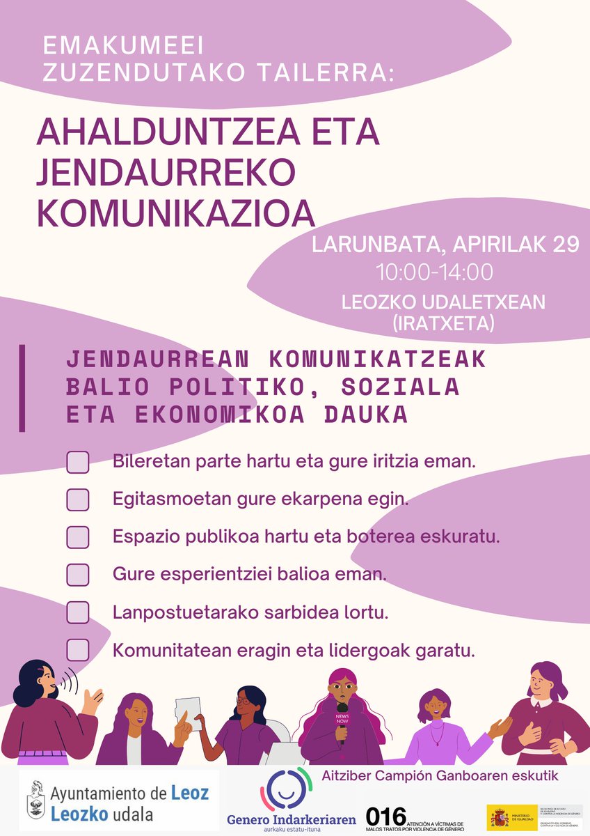 Trebatus's tweet photo. Emakumeei zuzendutako tailerra https://t.co/u2I1CJZ9dk