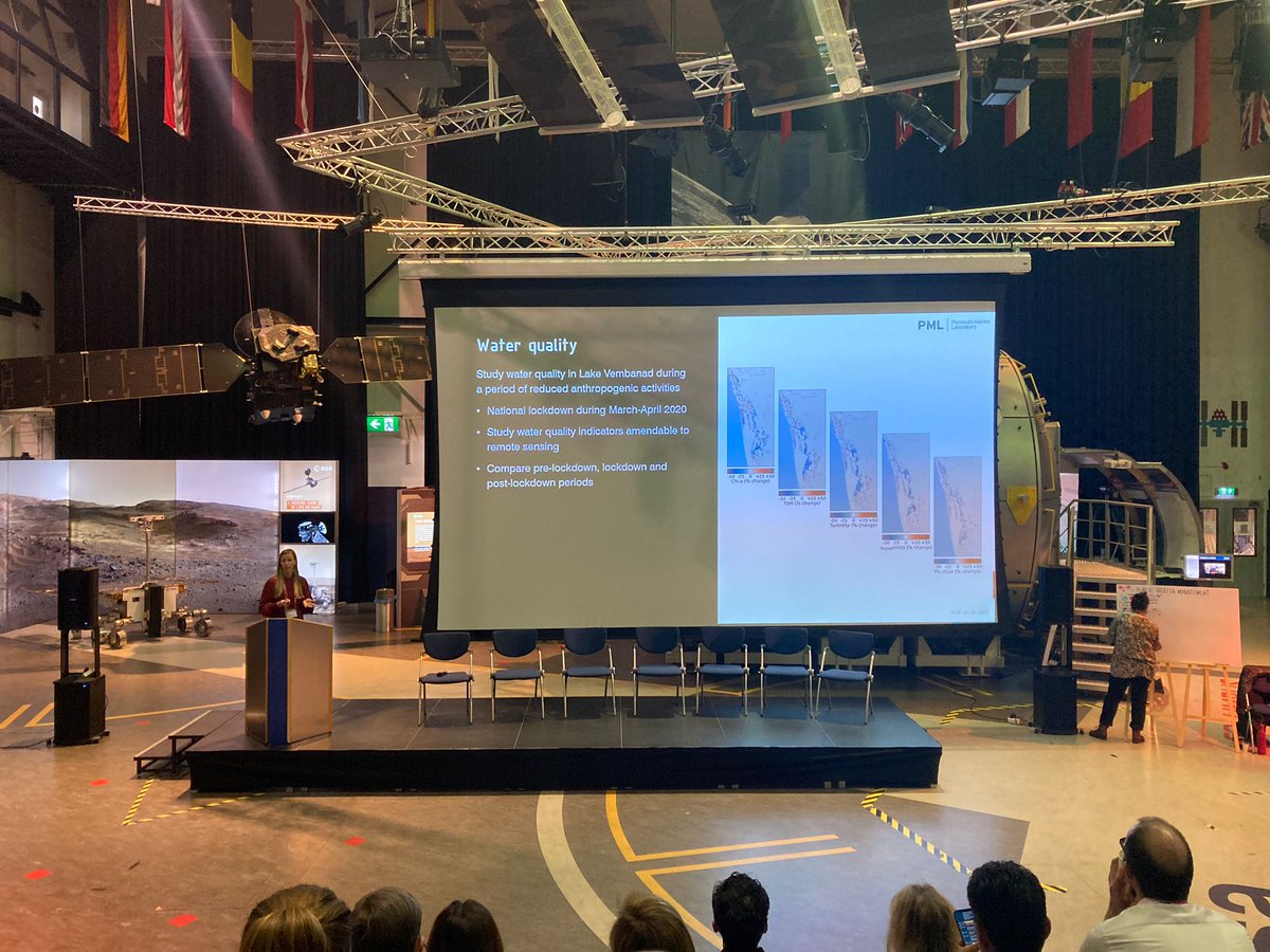 PlymouthMarine's tweet photo. Our Dr Gemma Kulk was a keynote speaker for an event by the European Space Agency (@esa) today. She spoke about using #SatelliteData to monitor #WaterborneDiseases &amp; its potential as a global public #HealthTool. Check out the photos &amp; slides from her session 👇🛰️ @ESA_CommGateway https://t.co/yo70C5mITh