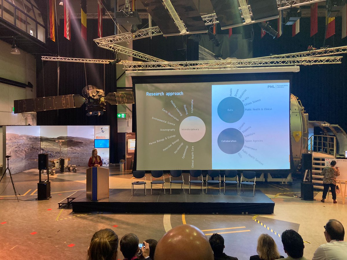 PlymouthMarine's tweet photo. Our Dr Gemma Kulk was a keynote speaker for an event by the European Space Agency (@esa) today. She spoke about using #SatelliteData to monitor #WaterborneDiseases &amp; its potential as a global public #HealthTool. Check out the photos &amp; slides from her session 👇🛰️ @ESA_CommGateway https://t.co/yo70C5mITh