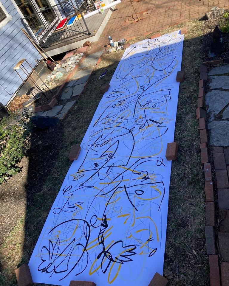 Rockland_Art's tweet photo. Two weeks until the Arts Festival! Visiting artist and RHS alumni, Dug McCormack, is prepping his interactive mural. Be sure to come check it out Wednesday night! https://t.co/A3FMW2haNp