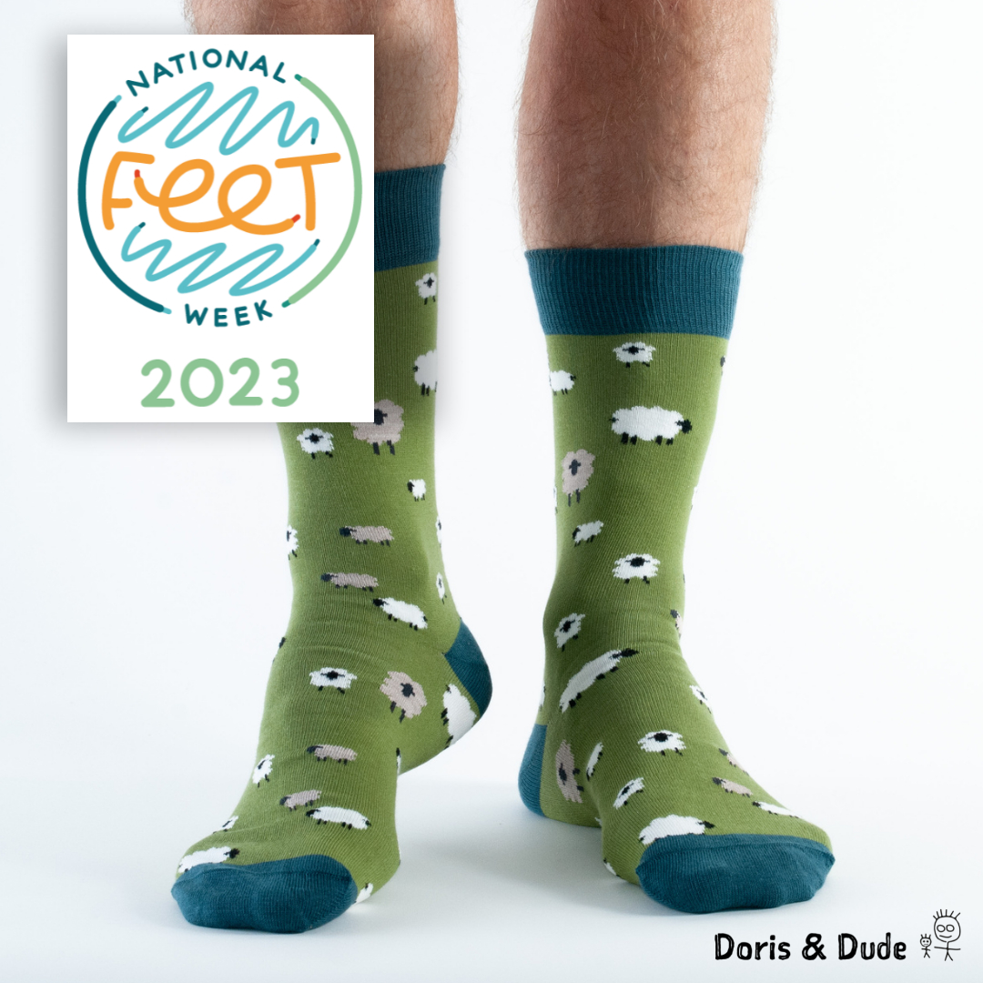 🦶 It's #NationalFeetWeek! Time to take care of your feet, so they can take you on your best adventures. 👣

🌱 #Bamboo is antibacterial, antifungal &amp; has excellent wicking properties. So we make our #socks with 40% bamboo.

Shop funky bamboo socks here: dorisanddude.com
