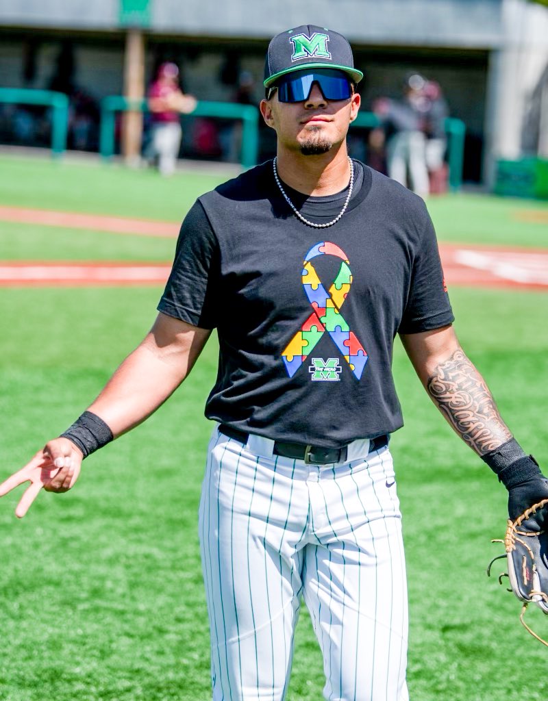 HerdBaseball's tweet photo. Today, the team wore special warmup shirts in honor of our Autism Awareness Game here at the Kennedy Center 🧩

#WeAreMarshall https://t.co/xrMh6JuJEh