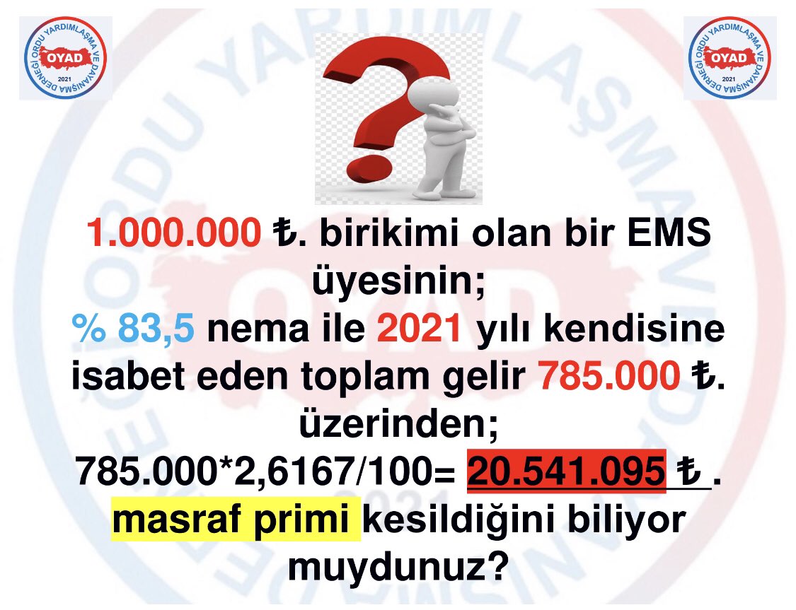 Oyak mensupları olarak Oyak yönetiminde, adil bir nema oranı bekliyoruz #OYADınSesiniOYAKduyacak  <a href="/OyakYatirim/">OYAK YATIRIM</a> <a href="/OYAKCimento/">OYAK Çimento</a> <a href="/oyakgrupsigorta/">OYAK GRUP SİGORTA</a> <a href="/OYAKMetalurji/">OYAK Maden Metalürji</a> <a href="/OYAD_Dernegi/">OYAD ( Y e d e k H e s a p )</a> <a href="/tcsavunma/">T.C. Millî Savunma Bakanlığı</a>