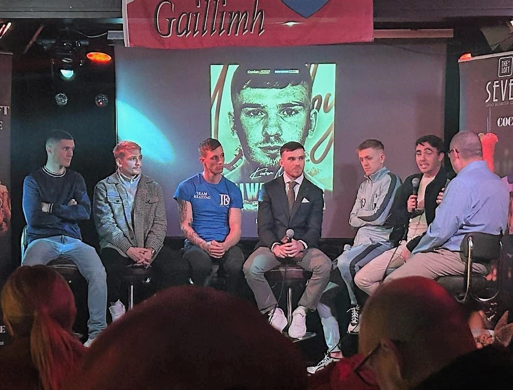Mulliganj's tweet photo. This was so bloody cool. Interviewing @JamieConlan11 @Kieranmolloy8 @KurtWalker7 @jhc_boxing @DannyboyKeating and @TBradleyBoxing this evening in @sevenbargalway ahead of the #GalwayRising event at @leisurelandGal on Friday Night. It is going to be some night! @ConlanBoxing https://t.co/NcyOmOjb57
