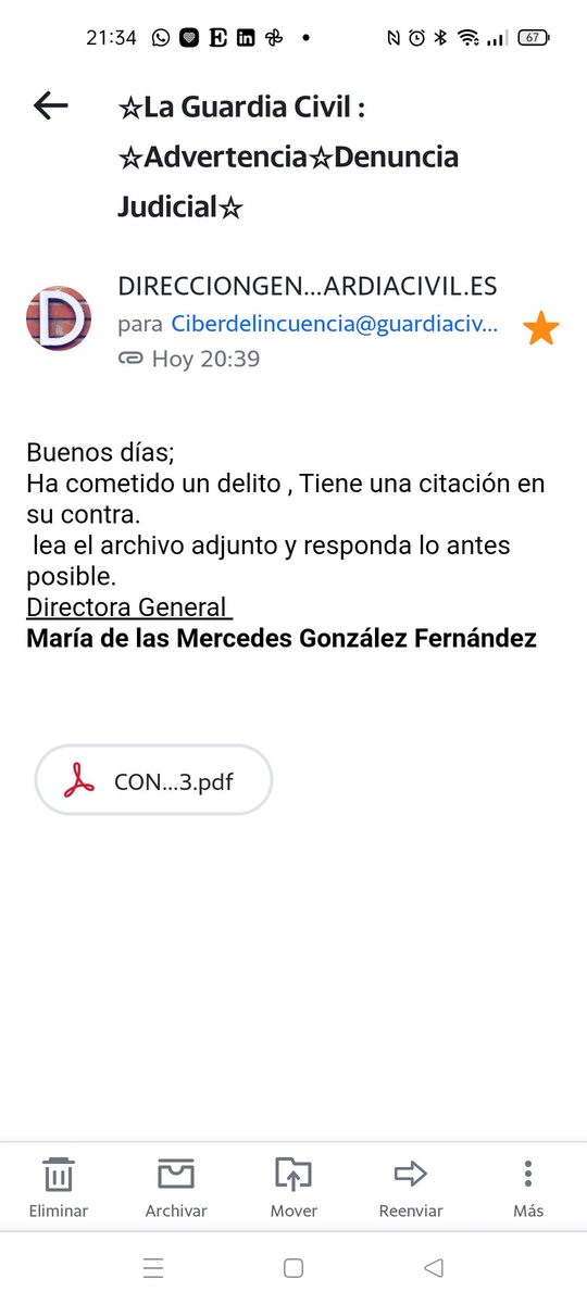 earribasf's tweet photo. @guardiacivil este tipo de mensajes en el mail...aparte de no abrirlos hay alguna alerta en marcha ? https://t.co/zoCwF3qvII
