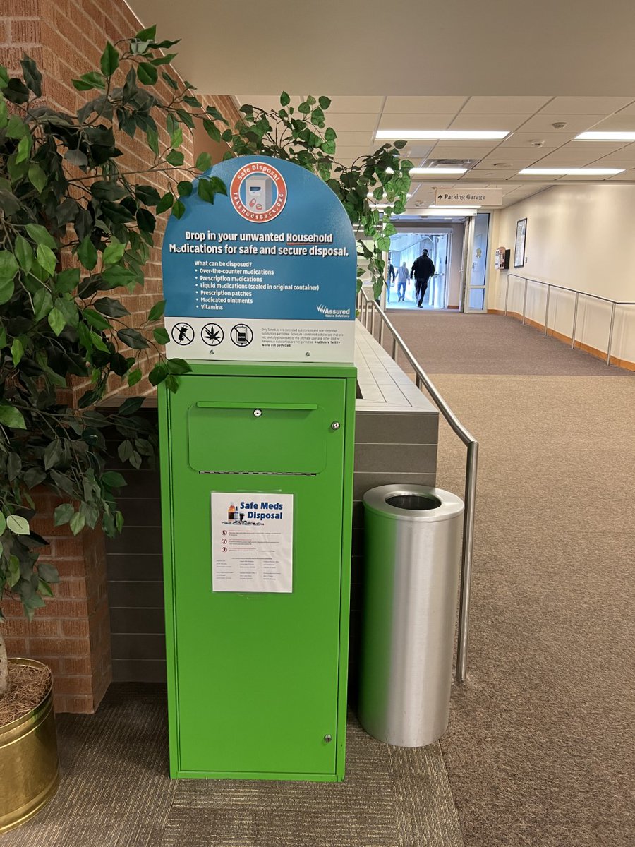 Happy National Prescription Drug Take Back Day.

Did you know that St. Mary's has a place where anyone can safely dispose of their unused or expired prescriptions? In our main lobby, next to the gift shop and bridge to the parking structure, you'll find a green disposal bin.