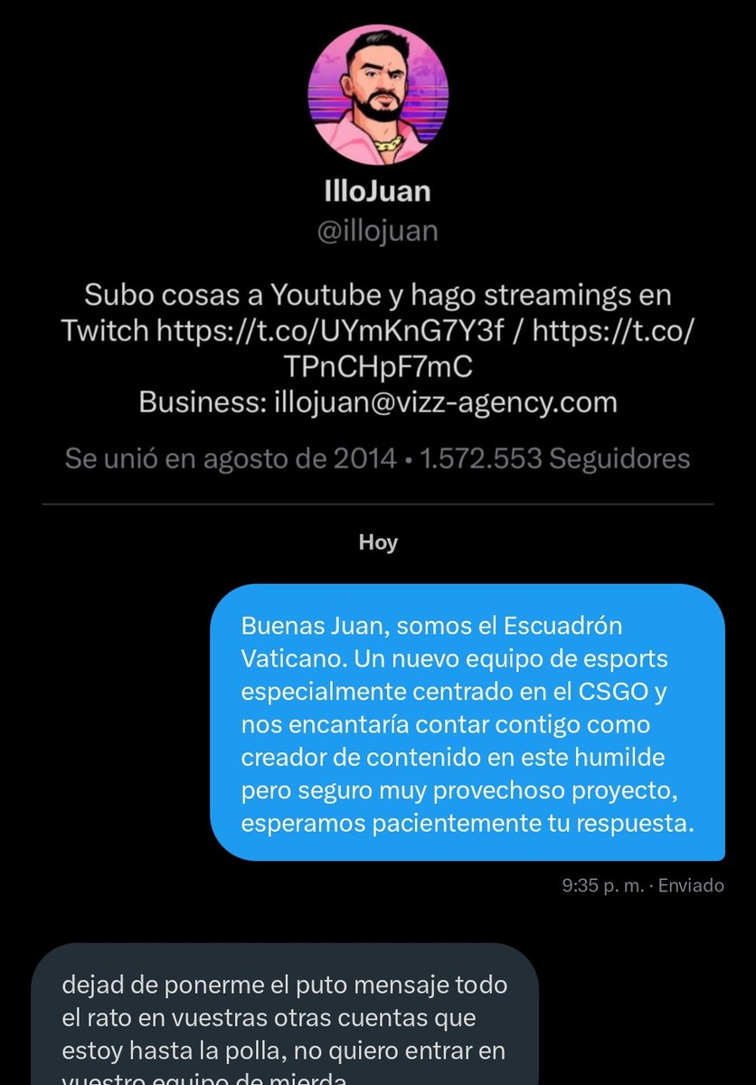 SquadVati's tweet photo. Presentamos el Escuadrón Vaticano, equipo amateur de CSGO formado por: ( @xokaspov__ @Tyder__ @follacamiones24 @_danii5_ @alfonsog3_ )
Ya nos hemos puesto en contacto con varios creadores de contenido, ¡los cuales estan interesados en nuestro proyecto!
#SomosVaticano https://t.co/84qsaOKmi7