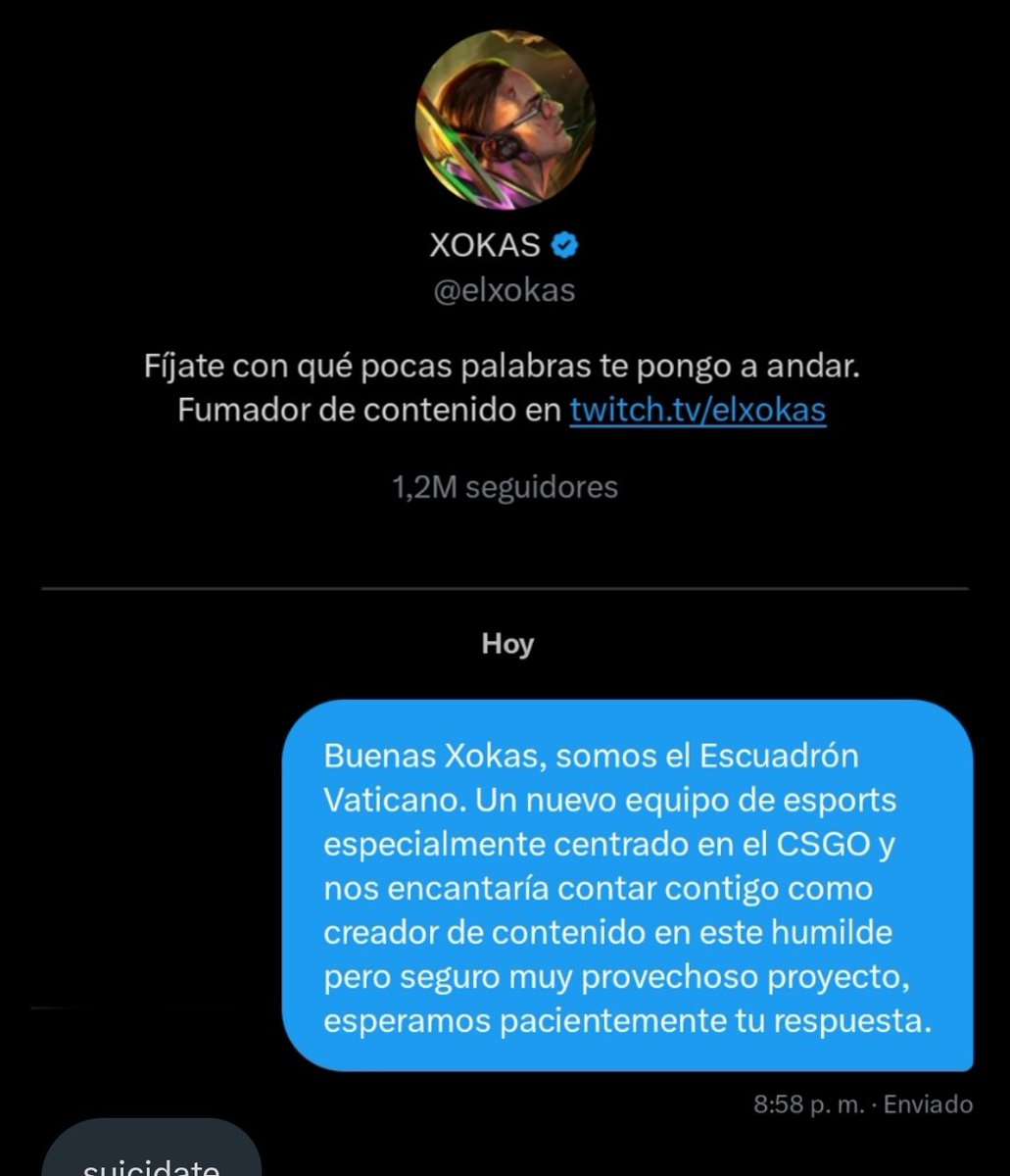 SquadVati's tweet photo. Presentamos el Escuadrón Vaticano, equipo amateur de CSGO formado por: ( @xokaspov__ @Tyder__ @follacamiones24 @_danii5_ @alfonsog3_ )
Ya nos hemos puesto en contacto con varios creadores de contenido, ¡los cuales estan interesados en nuestro proyecto!
#SomosVaticano https://t.co/84qsaOKmi7