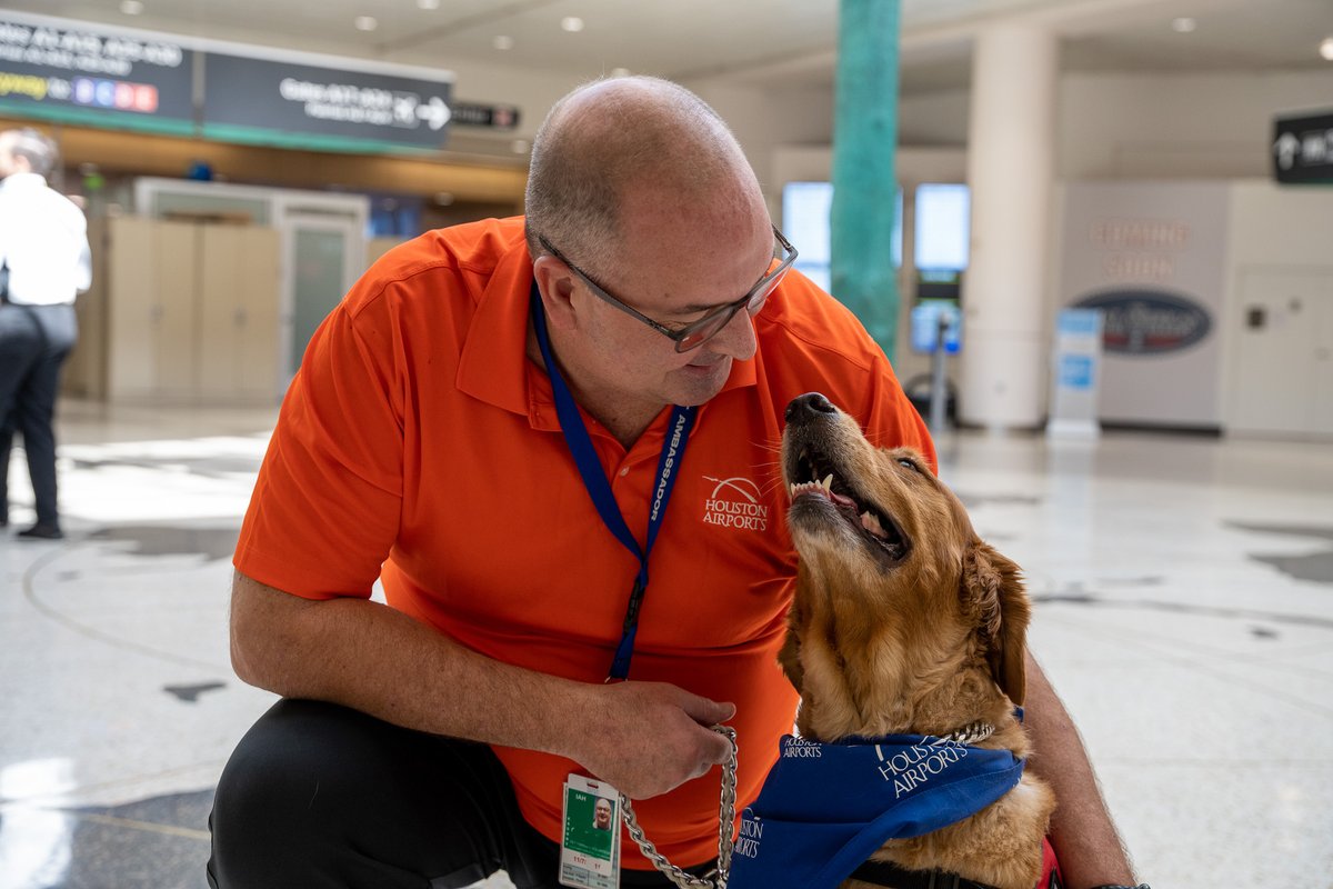 iah's tweet photo. We appreciate the time our volunteer dog handlers spend with us each week. They're why we have so many great opportunities to pet dogs at the terminals.

Thank you #IAHTherapyDogs team!

#NationalVolunteerWeek https://t.co/t3amlsM07j