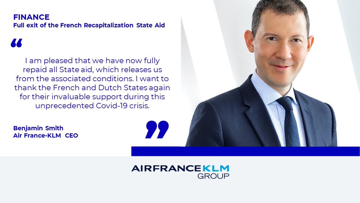 #AirFranceKLM and #AirFrance announce today the full exit of the French Recapitalization State Aid under the EU Covid-19 Temporary Framework.
bit.ly/3MWnJ3a