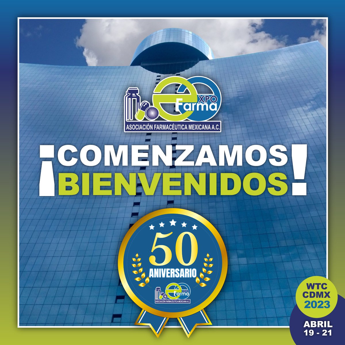 ExpoFarma_Mx's tweet photo. Bienvenidos a ExpoFarma 2023 en su aniversario 50.
¡Comenzamos!
#ExpoFarma #50años #50Aniversario #Año2023 #ExpoFarma2023 #IndustriaFarmacéutica https://t.co/bnGyVqDeXF