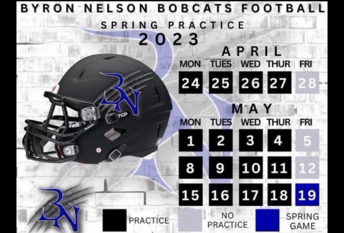 ByronNelsonFB's tweet photo. Byron Nelson spring football practices start Monday April 24th. Can’t wait to get the 2023 season started! https://t.co/GGMxaQe2m9
