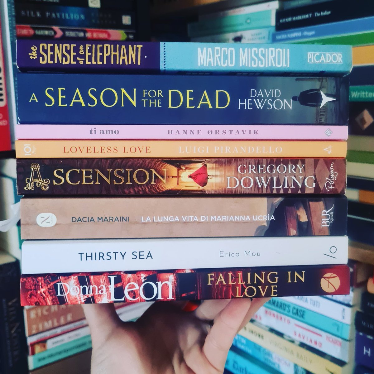 redcelia's tweet photo. This is a legit collection of books to take for a week in Venezia right?
#booksellerproblems https://t.co/TlT48BN13g
