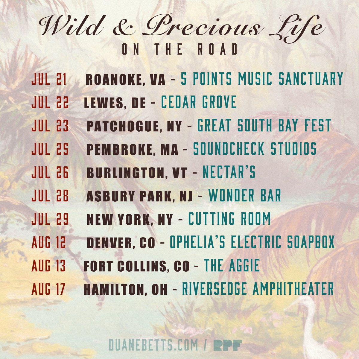 MrDuaneBetts's tweet photo. I  am so thrilled to announce my new LP, Wild &amp; Precious Life, available July 14, via @royalpotatofamily. Pre-order it now at link in bio! Thanks so much to my guests Derek Trucks (@DerekAndSusan), @realmarcusking and @nickibluhm ! 🌹🌴♥️💫 https://t.co/UZM57Avu9S