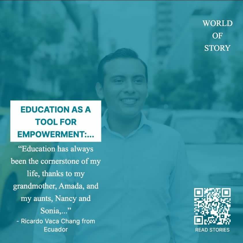 risevach's tweet photo. "Education as a tool for empowerment: My journey".
Thanks to Taichi Ichikawa for giving me the opportunity to share my story.
I'm honored to be part of the @WorldDreamPrj representing Ecuador.๐ช๐จ
Full story: https://t.co/sgtzmd2DWM
#WorldofStory #WEHAVEADREAM #OneWorldonOneWeb https://t.co/sXxiDxQ066
