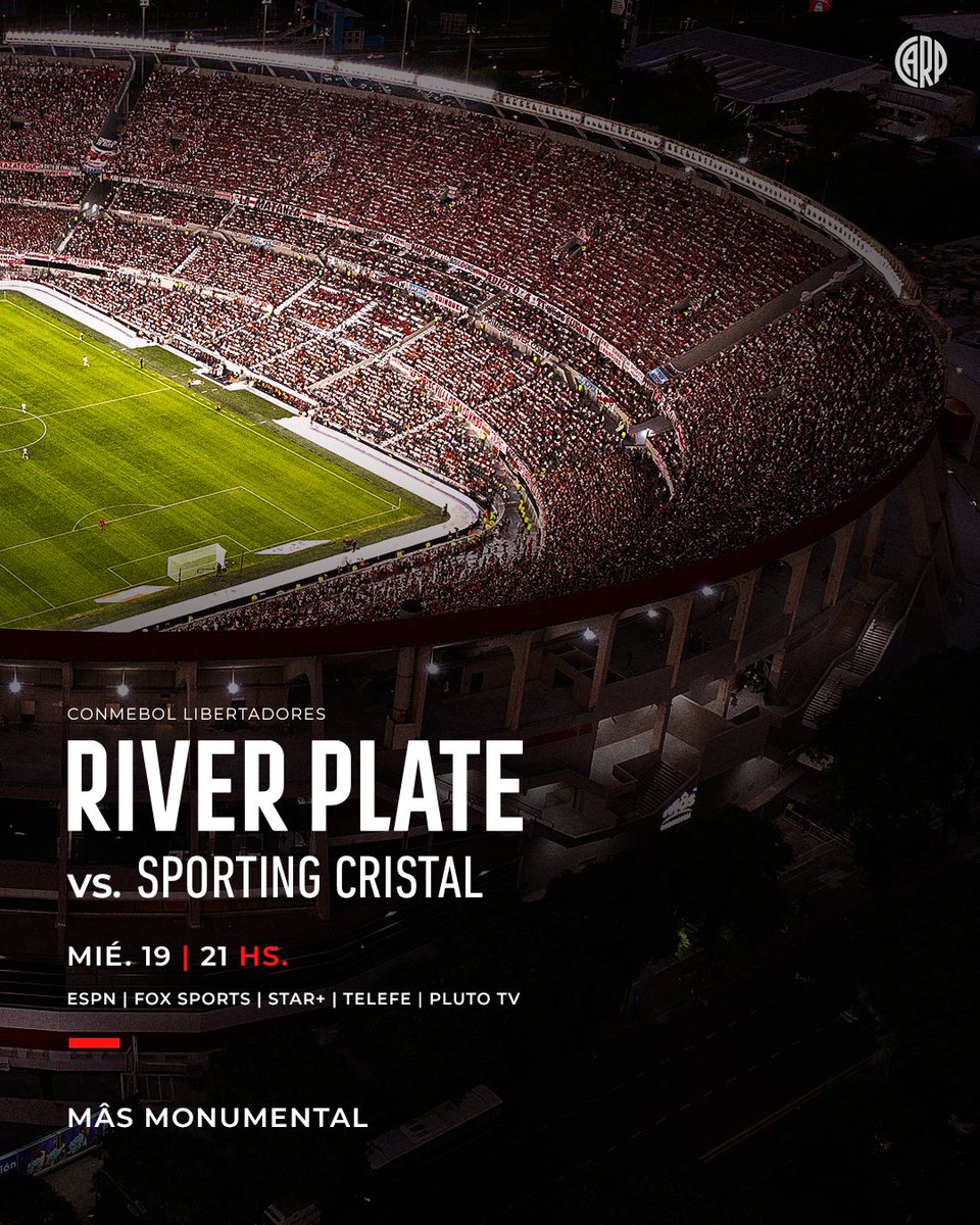 RiverPlate's tweet photo. 𝙉𝙤𝙘𝙝𝙚 𝙙𝙚 𝘾𝙤𝙥𝙖 🏟️⚪️❤️⚪️ https://t.co/YsWYSLgGSj