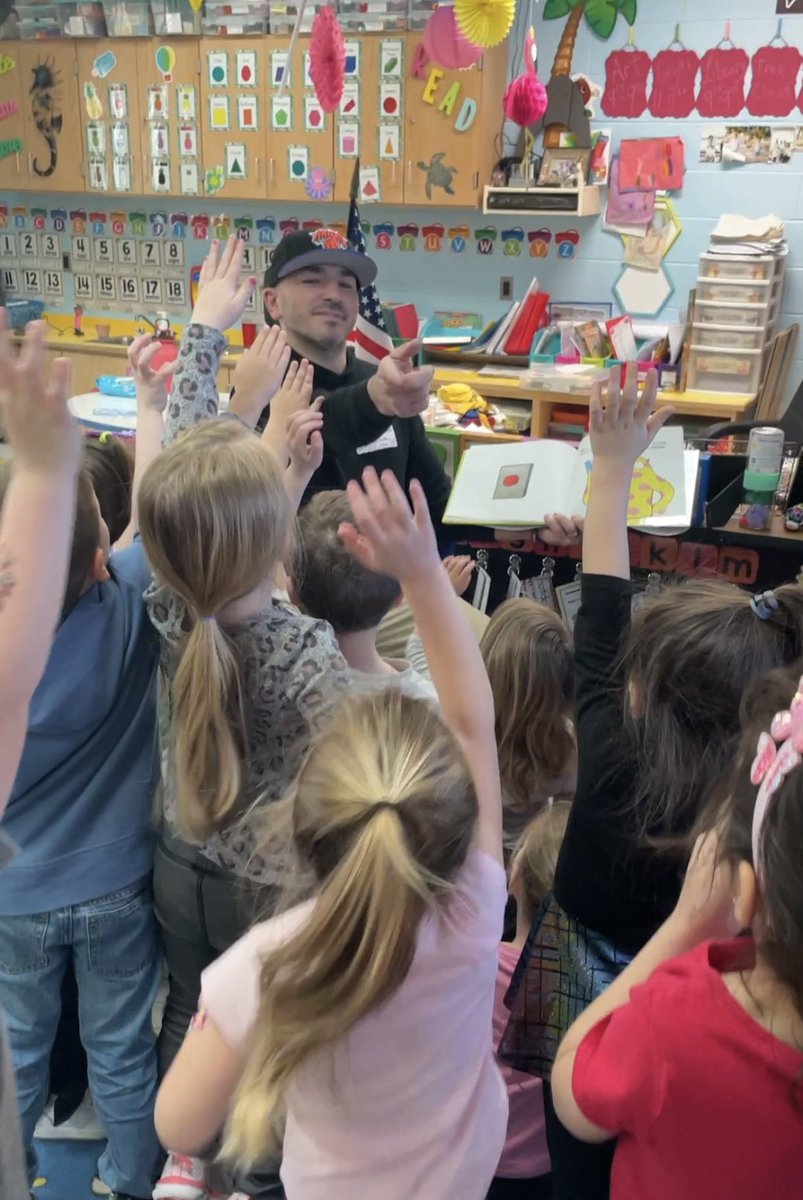 mrs_pre's tweet image. Parents are their child’s first and forever teachers!  Our mystery reader today had the class jumping with excitement over his book selection! #wiproud @OquenockWI #dontpressthebutton