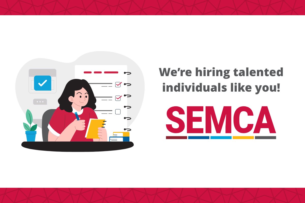 We’re #hiring. 
GREAT WORKPLACE.
GREAT PAY AND BENEFITS.
MAKE A DIFFERENCE!

See our open positions and APPLY ↩️
SEMCAMiWorks.org/workatsemca