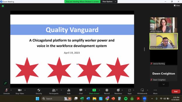 MAWorkforce's tweet photo. Many thanks to @adrianesquivel of @Chi_WF_Funders and Alison Dickson of @UofIllinois for sharing your work to educate workers about their rights through #wkdev! #workerpower #workervoice #GrowingEquity https://t.co/HqeU7sMdRa