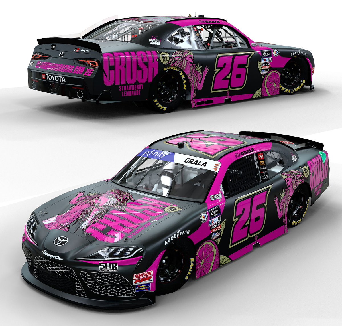 SamHuntRacing's tweet photo. 🎨 Dega Liveries 🎨 

Excited to get these two GR Supras on track this weekend! 

#TeamToyota | #AgPro300 | #GetCRUSHd | #Ontivity https://t.co/c0dpGZ1gll
