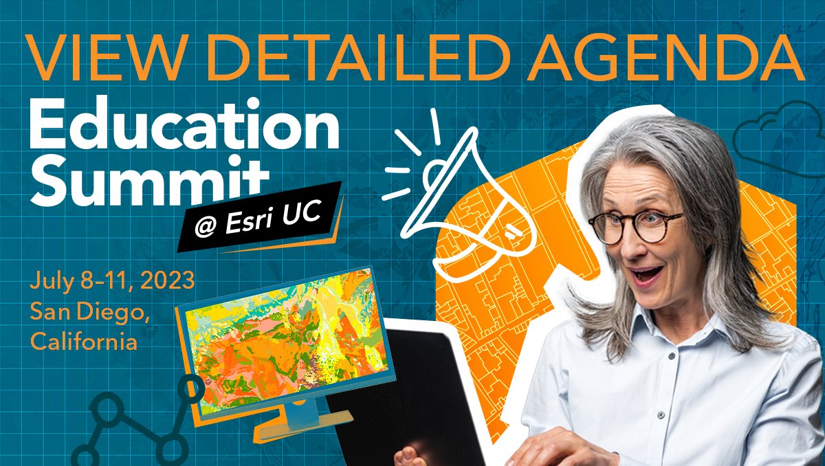 GISEd's tweet photo. The 2023 Education Summit @ Esri UC detailed agenda is here! You can now get familiar with session details and times to start planning your schedule 👉 https://t.co/4Zb7qTF6sC

#EdSummit @EsriUC https://t.co/qKGR5NNML6