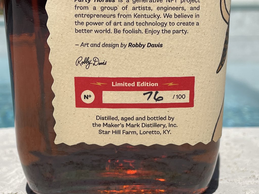 <a href="/partyhorses/">Party Horses</a> <a href="/MakersMark/">Maker's Mark</a> ambassador bottle arrived yesterday and it’s absolute 🔥!!  Only 100 bottles released with this label! <a href="/robbydavis01/">Robby Davis</a> killed it with the art on this project!