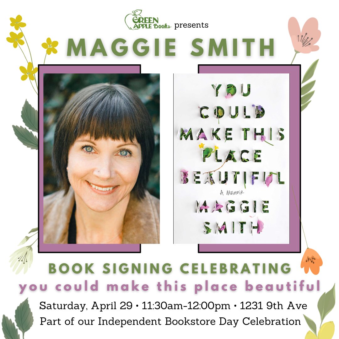 booksonthepark's tweet photo. First up on our @BookstoreDay celebration schedule: @maggiesmithpoet! Smith will be joining us from 11:30am-12:00pm for a signing to celebrate the release of her memoir, YOU COULD MAKE THIS PLACE BEAUTIFUL (@AtriaBooks). See you Saturday, April 29 here at 9th Ave! https://t.co/ZpAz9OkNbB